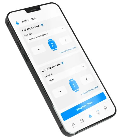 The Lit Propane app showing a propane tank exchange in progress